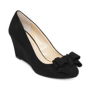 Jessica Simpson Black Microsuede Knotted Bow Siennah Wedge Pumps Size 8 …